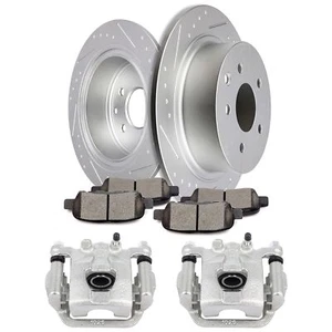 Rear Brake Calipers Rotors + Ceramic Pads Slot For 2011-2017 Nissan Juke - Picture 1 of 1