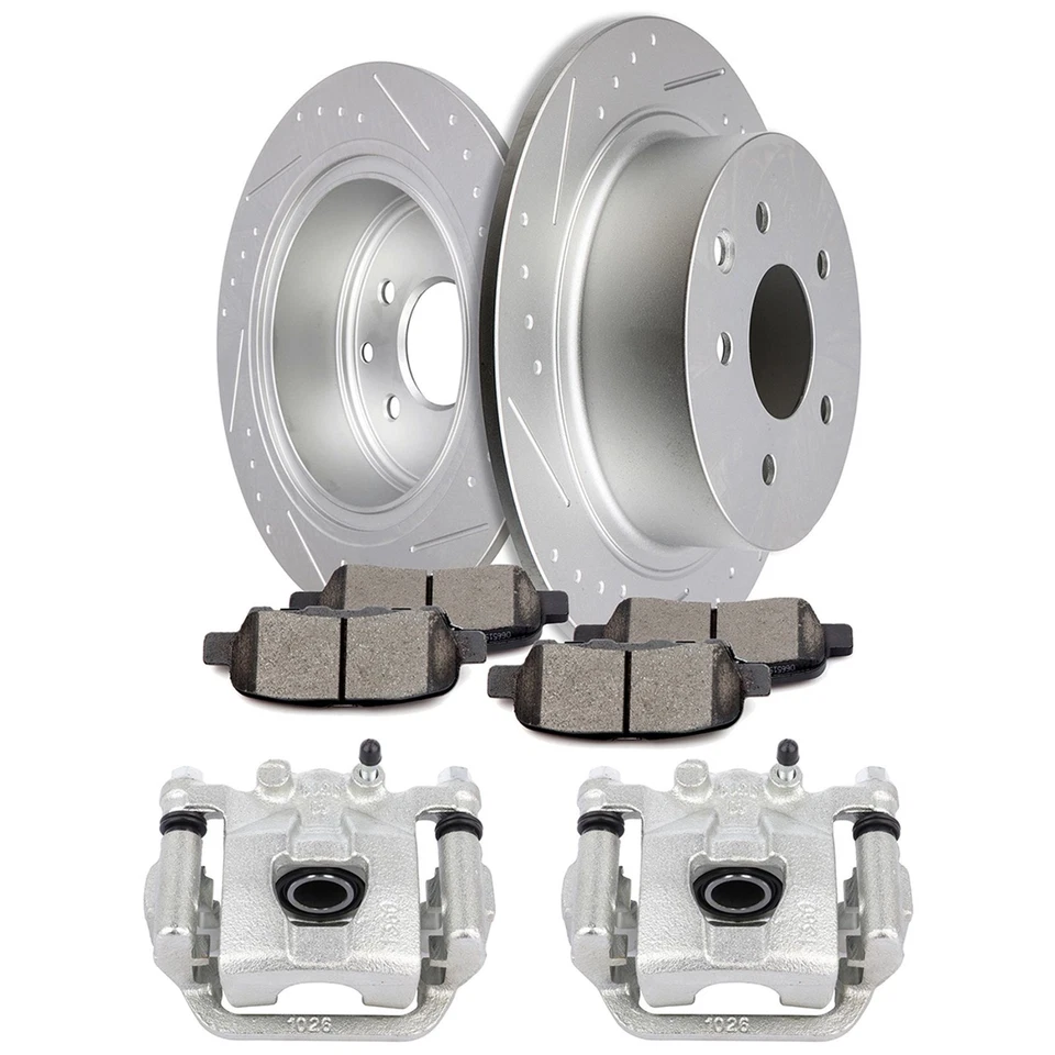 Rear Brake Calipers Rotors + Ceramic Pads Slot For 2011-2017 Nissan Juke Foto 1 de 1