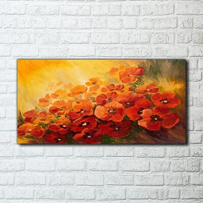 Canvas Wandbild Leinwand Bilder 100x50 Kunst Gemälde abstrakte von Mohn Blumen - Bild 1 von 4