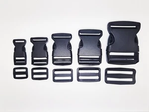 Plastic Adjustable Buckle For Side Release Strap Bags Belts Sliders Pack of 2 - Picture 1 of 11