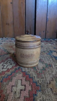Antique Early Country Primitive Wood Treen Turned Spice Jar Container 6.5" - Image 1 of 4