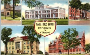 Saluti dall'UNIVERSITÀ DI VERMONT multi vista lino - Cartolina - Foto 1 di 2