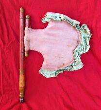 Vintage Old Antique Hand Made Wood , Silver & Fabric Asian Hand Fan, Collectible