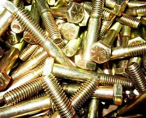 5/8-11 X 2-1/4 & 2-1/2 Grade 8 Yellow Zinc Coarse Thread Hex Cap Screws Grade 8 - Picture 1 of 4