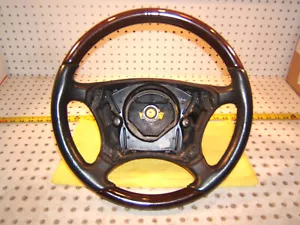 Mercedes W215 CL500 00-6 Leather Burl WOOD charcoal Steering 1 Wheel,NO cover - Picture 1 of 24