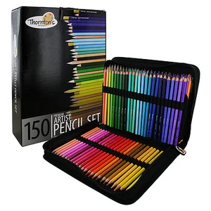 Thornton's Art Supply Soft Core 150 Piece Artist Grade Colored Pencils With Case - Picture 1 of 9