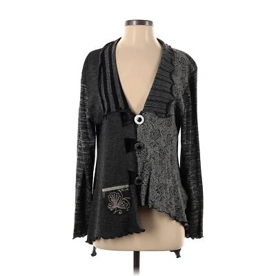 Mujeres Lee Andersen Mixto Media Gris Negro Asimétrico Cárdigan Suéter Talla S Foto 1 de 2