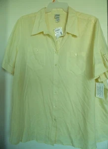 Fashion Bug Women's Yellow Plaid Button Down shirt Size 26/28 New - Picture 1 of 3