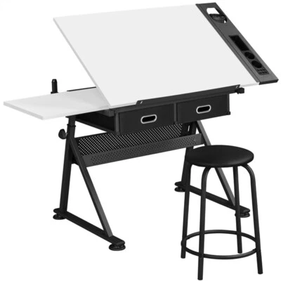 Drafting Drawing Table Art Craft Desk w/Extra Slide Desktop for Writing Reading - Image 1 of 4
