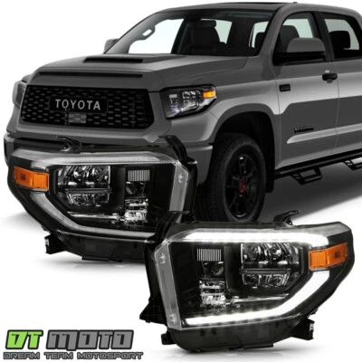 Faros delanteros izquierda+derecha LED DRL LED negros para Toyota Tundra 2018-2021 Foto 1 de 4