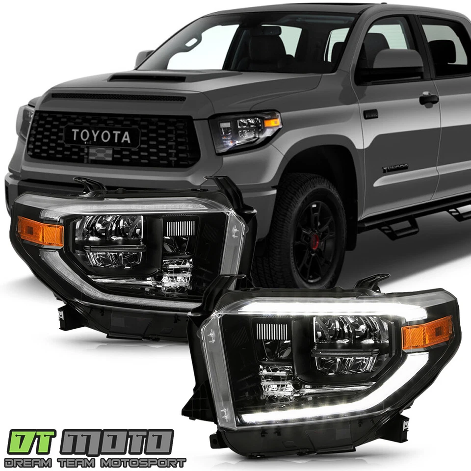 Faros delanteros izquierda+derecha LED DRL LED negros para Toyota Tundra 2018-2021 Foto 1 de 4