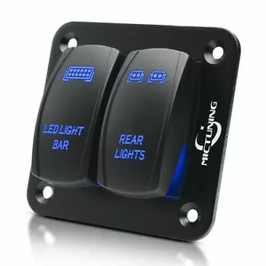 12V 2-Gang Led Rocker Switch Panel Blue Light Bar Rear Lights for Car Truck UTV - Picture 1 of 7