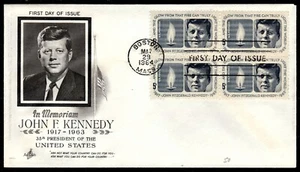US 1964 FDC Sc 1246 John Kennedy Cachet Block 4 stamps 5c VF - Picture 1 of 1