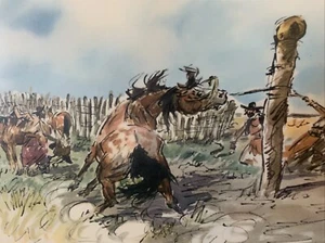 Enrique Castells Capurro Uruguay Wild Horses Vintage Lithograph 21x17” - Picture 1 of 9