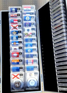 Complete Set of 50 State Quarters-1999-2008-All PCGS PR69 DCAM State Flag Labels - Picture 1 of 24
