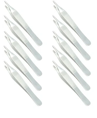 10 piezas Pinzas de tejido marrón Adson instrumentos quirúrgicos 4,75" 9X9 dientes SS Foto 1 de 4