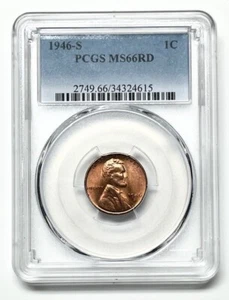 USA - Lincoln Wheat Cent - Penny - 1946-S - PCGS MS66 Red - Great Color! - Picture 1 of 2