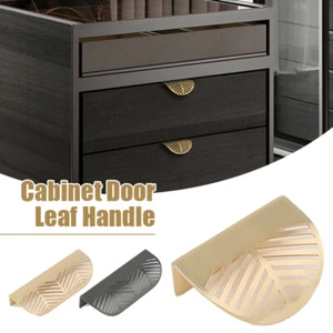 Invisable Furniture Drawer Cabinet Handle Knob Leaf Shape Pull Door Gold Grey - Picture 1 of 16