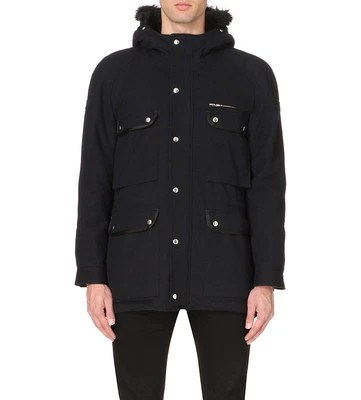 New The Kooples Wool Blend Hooded Parka 52 42 Coat Jacket Dark Blue Navy M L - Image 1 of 4