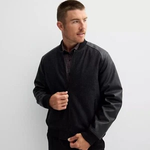 Apt 9 Men's Black Bomber Jacket Size XXL Wool Polyester Blend - Picture 1 of 12