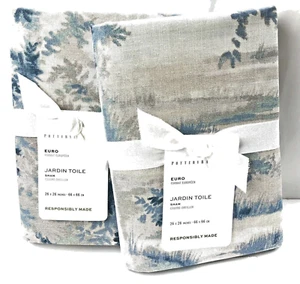TWO Pottery Barn JARDIN Toile EURO Shams BLUE - Picture 1 of 4