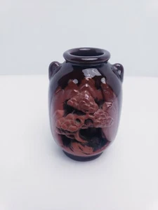 Vintage Japanese Vase Brown Tan Tree House Home Decor - Picture 1 of 7