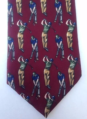 LT DESIGNS MILANO CORBATA GOLFISTA NOVEDAD BORGOÑA SEDA CORBATA NY Foto 1 de 4