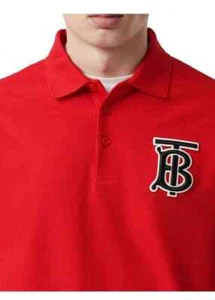 Camisa Polo Burberry Roja Warren Monograma Grande TB Bordada Manga Corta Talla S - Imagen 1 de 15
