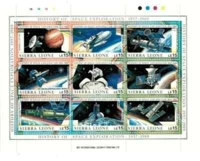 Sierra Leona 1074 Exploración Espacial Historia Recuerdo Sello Hoja De 9 Filatélico Foto 1 de 2
