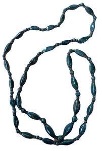 Collana Vintage Magnifica 49” Lunga PIETRA DI SANGUE Singolo Filo Pietra Perline B#1 - Foto 1 di 4