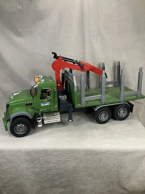 Bruder MACK Granite Timber Truck with Loading Crane, End Of Crane Missing, - Image 1 of 4