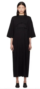 Essentials Fear of God Women’s Black Crew neck Midi T Shirt Dress Size S - Picture 1 of 10