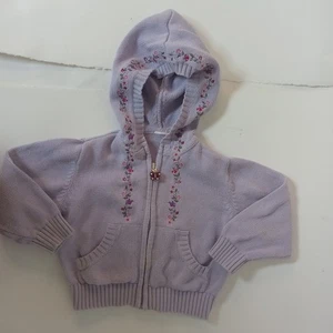 Hoodie Girls Size 3 Y2K Cotton Zip Sweater Butterfly Floral Purple Embroidered - Picture 1 of 8