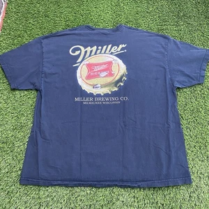 Miller High Life Beer Men’s Navy Blue 3XL T-Shirt Bottle Cap Milwaukee Wisconsin - Picture 1 of 9