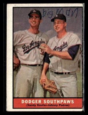 1961 Topps #207 Dodger Southpaws (Sandy Koufax / Johnny Podres) - Image 1 of 2