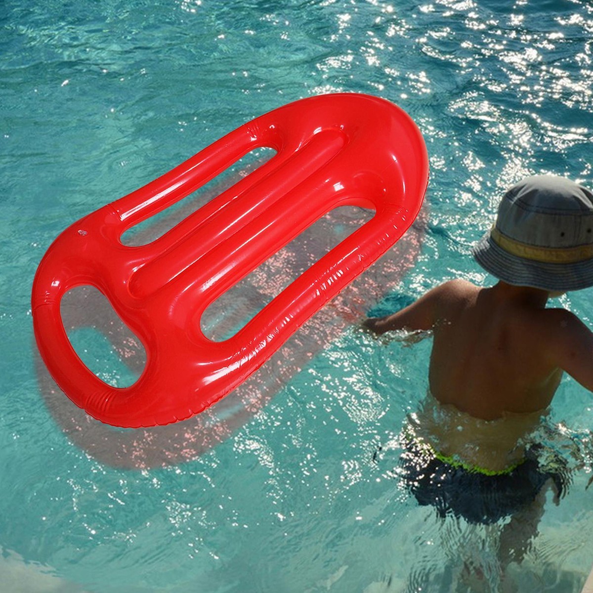 Inflatable Surfboard Raft PVC Pool Float Portable Lightweight Pink