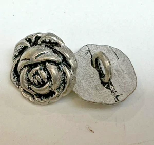 buttons silver tone 1/2" flower 6 pcs - Picture 1 of 4