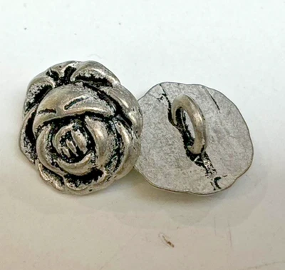 buttons silver tone 1/2" flower 6 pcs - Image 1 of 4