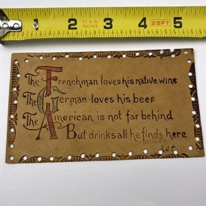 The Frenchman Love His Native Wine Vintage Leather Postcard 1907 Posted - Picture 1 of 5