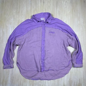 Camisa informal UO Out From Under púrpura de gasa abotonada manga larga de gran tamaño LG - Imagen 1 de 17