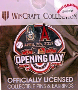 MLB LA ANGELS 2017 Opening Day Label Hat Pin  - Seattle Mariners - NEW - Picture 1 of 3