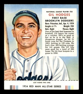1954 Red Man NL com Tab #22 Gil Hodges Muito Bom J3597852 - Imagem 1 de 3