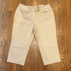 Ann Taylor Curvy Passform knapp unterhalb der Taille Baumwolle kurze hellbraune Hose Größe 14P neu mit Etikett - Bild 1 von 16