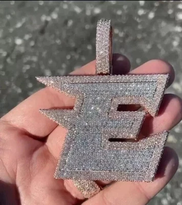 3Ct Round Cut LabCreated Customize "E" Letter Men's Pendant 14K Rose Gold Plated - Image 1 of 3