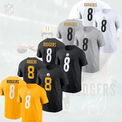 NUEVO-Aaron Rodgers #8 Pittsburgh Equipo Nombre y Número Jugador Coleccionable Fans Regalos Foto 1 de 3