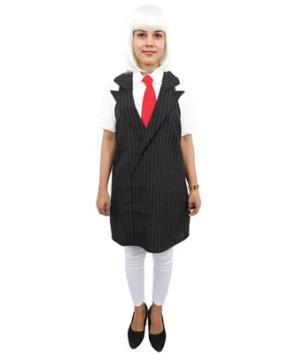Conjunto de disfraz de traje negro inspirado en el anime para mujeres, elegante vestido sin mangas y corbata roja Foto 1 de 4