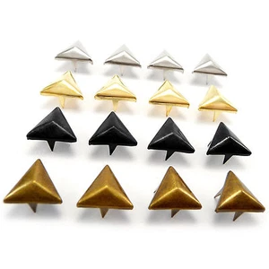 Solid Brass Tetrahedron Studs Punk Rock Leather Bag Craft Biker 12 mm AHW - Picture 1 of 1