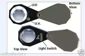 Gem jewel Loupe! 10x21mm UV/LED Triplet Illuminated Loupe-Dual Light (white&UV) - Picture 1 of 5