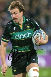 NORTHAMPTON SAINTS RUGBY UNION: JAMES RAMM SIGNED 6x4 ACTION PHOTO+COA - Picture 1 of 1