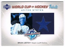 2004-05 UPPER DECK WORLD CUP TRIBUTE JERSEY #WC-BL BRIAN LEETCH !!